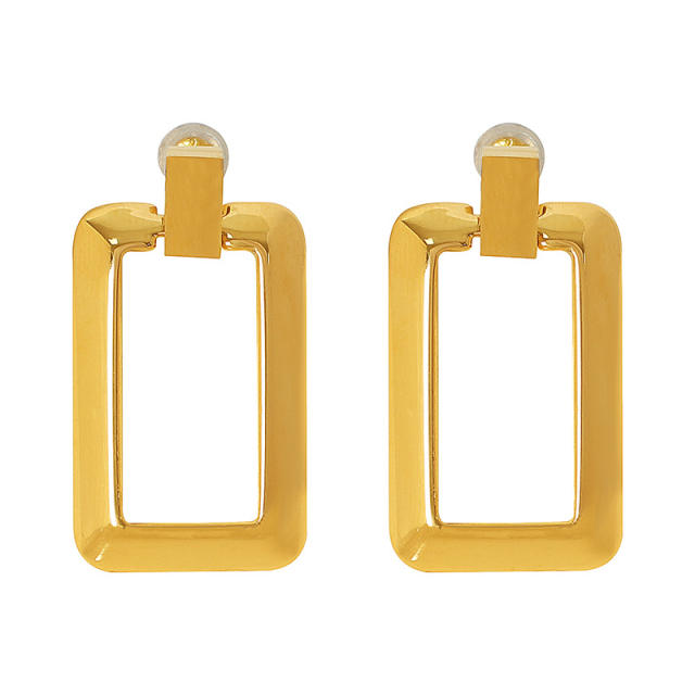 Concise geometric block stainless steel earrings