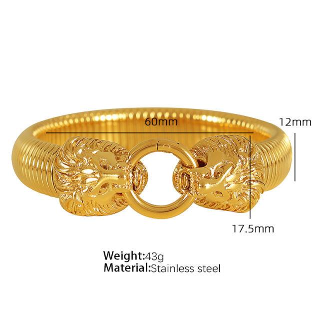 Chunky hiphop leopard head stainless steel bangle