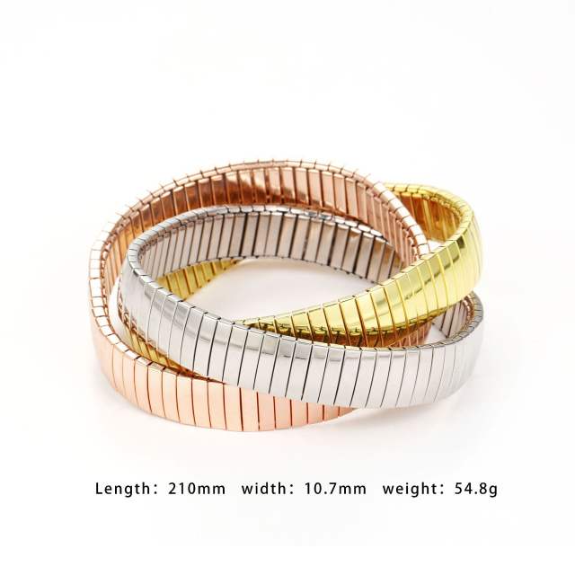 Punk trend three color elastic stainless steel bangle