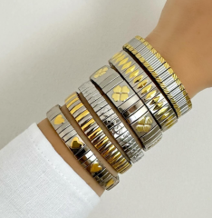 18KG gold silver color elastic stainless steel bracelet