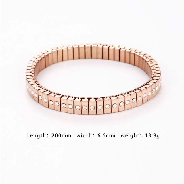 Creative rose gold color stainless steel diamond elastic bangle