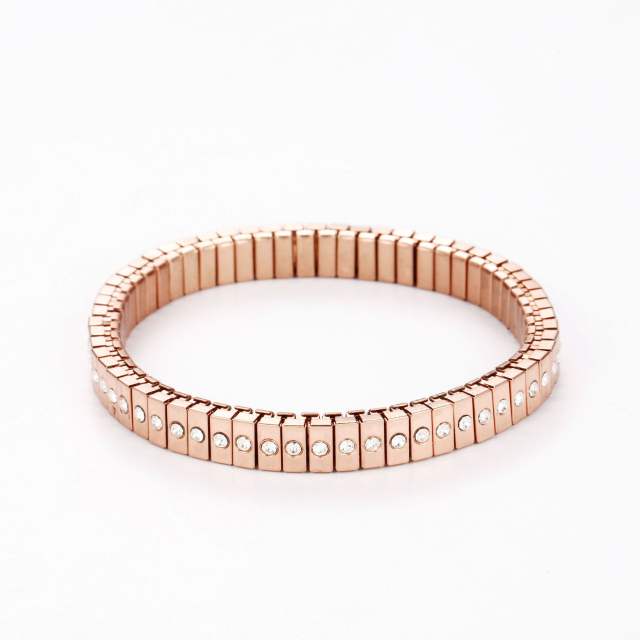 Creative rose gold color stainless steel diamond elastic bangle