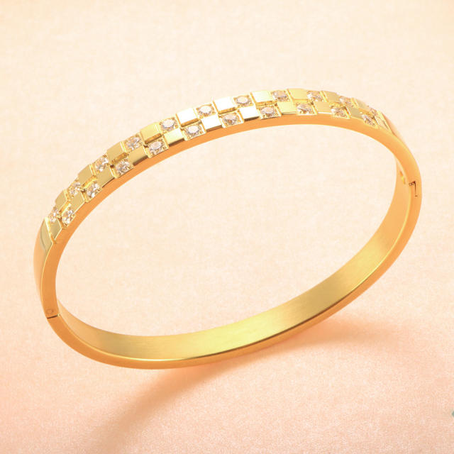 Delicate diamond stainless steel bangle band