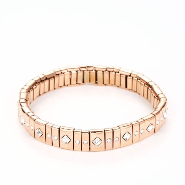 Delicate rose gold color diamond elastic bangle