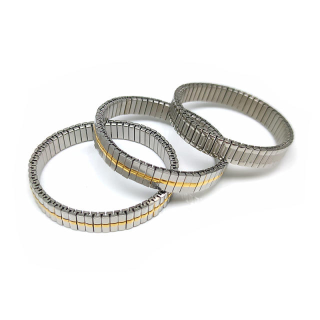 Vintage hot sale two tone stainless steel elastic bangle