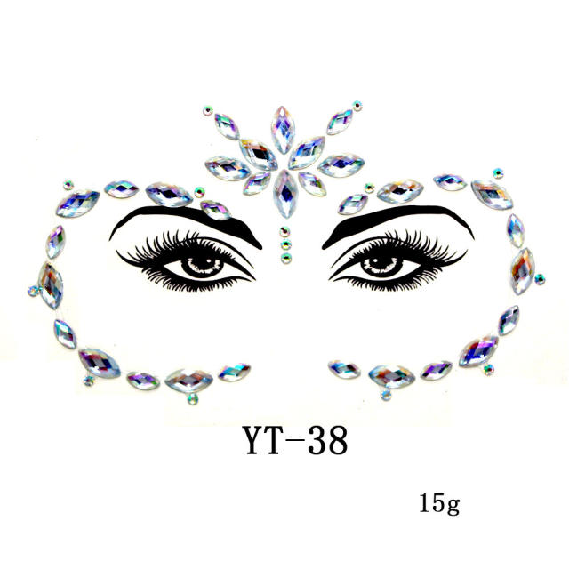 HIPHOP colorful acrylic rhinestone Masquerade Carnival face stickers