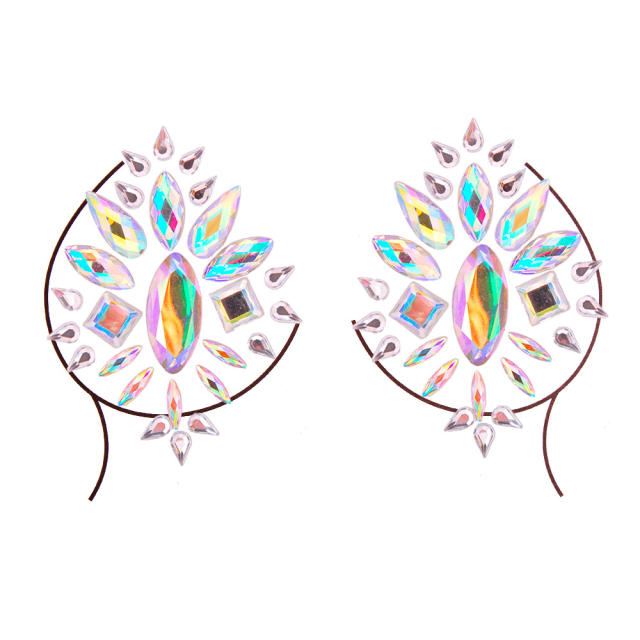 Delicate colorful acrylic rhinestone bust body stickers Carnival