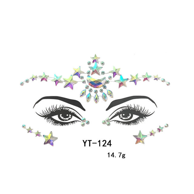 Carnival personality colorful acrylic rhinestone face stickers