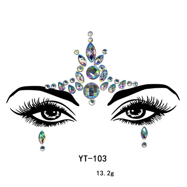 Carnival personality colorful acrylic rhinestone face stickers