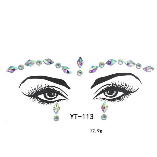 HIPHOP colorful acrylic rhinestone Masquerade Carnival face stickers