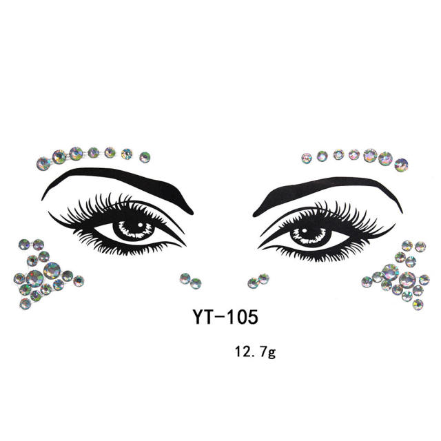 Carnival personality colorful acrylic rhinestone face stickers