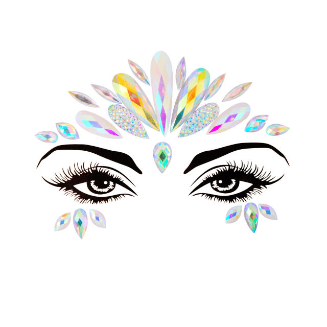 Hot sale colorful resin rhinestone Carnival  women face stickers decoration