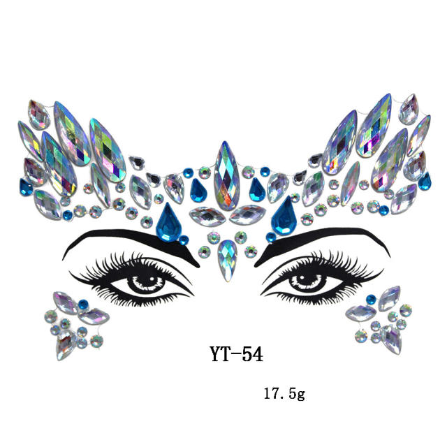 HIPHOP colorful acrylic rhinestone Masquerade Carnival face stickers