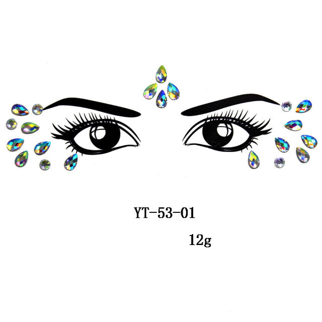 HIPHOP colorful acrylic rhinestone Masquerade Carnival face stickers