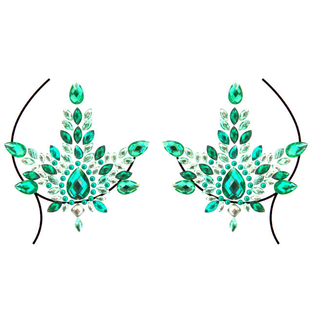 Delicate colorful acrylic rhinestone bust body stickers Carnival