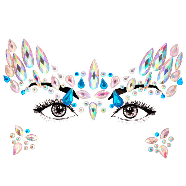 EDM Carnival colorful resin rhinestone face stickers decoration