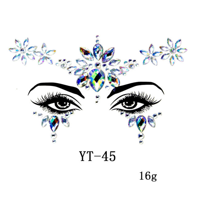 HIPHOP colorful acrylic rhinestone Masquerade Carnival face stickers