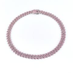 14mm HIPHOP colorful rhinestoen diamond curban link chain necklace for men