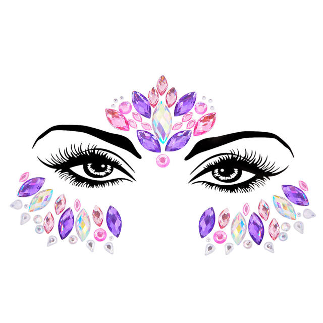 DIY hot sale colorful resin rhinestone Carnival face stickers decoration