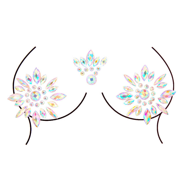 Delicate colorful acrylic rhinestone bust body stickers Carnival