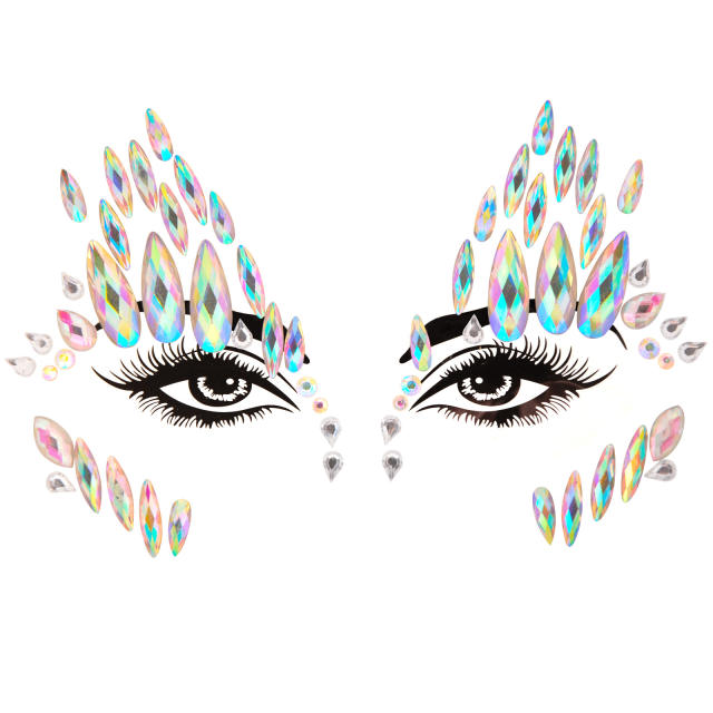 EDM Carnival colorful resin rhinestone face stickers decoration