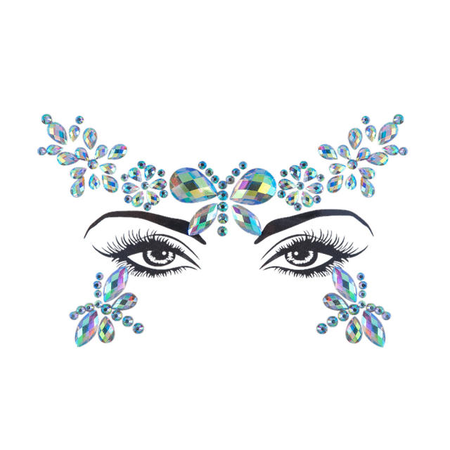 DIY hot sale colorful resin rhinestone Carnival face stickers decoration