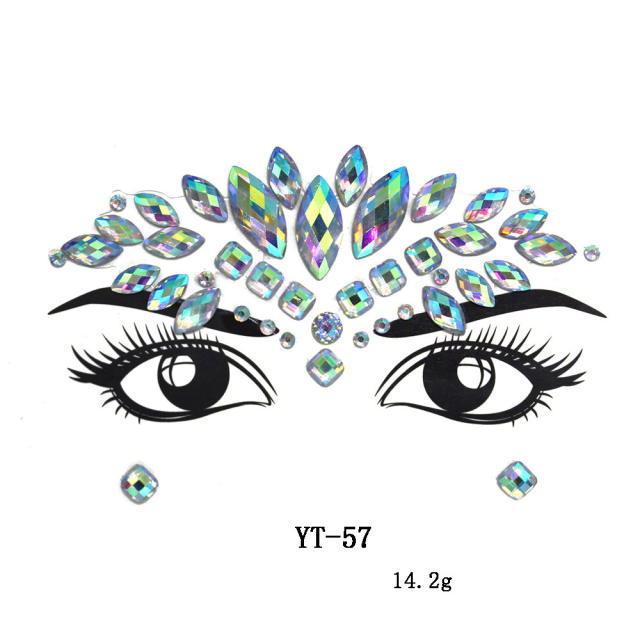 HIPHOP colorful acrylic rhinestone Masquerade Carnival face stickers