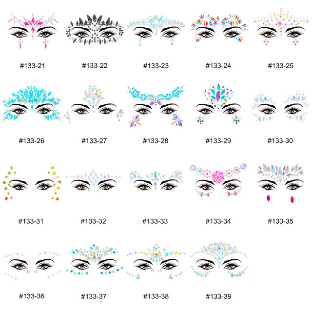 Hot sale colorful resin rhinestone Carnival  women face stickers decoration