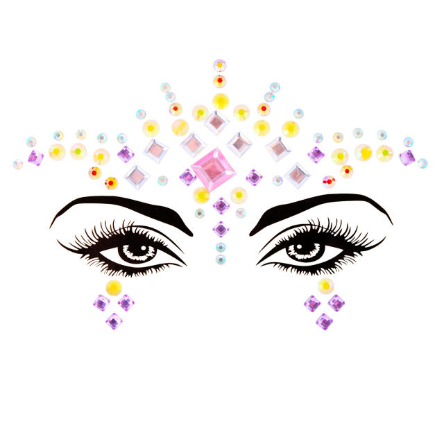 Hot sale colorful resin rhinestone Carnival  women face stickers decoration