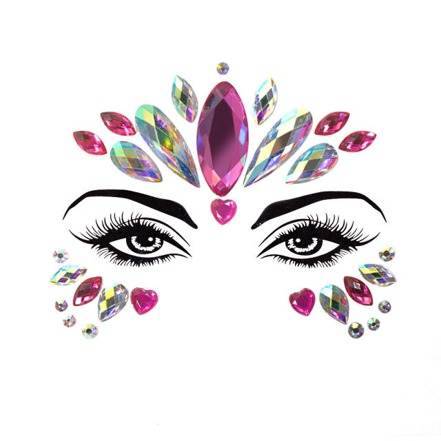 DIY hot sale colorful resin rhinestone Carnival face stickers decoration