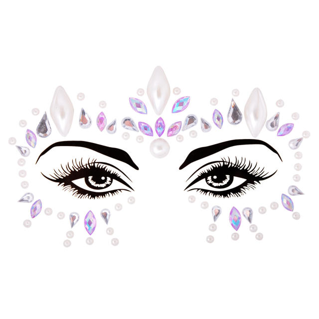 Hot sale colorful resin rhinestone Carnival  women face stickers decoration