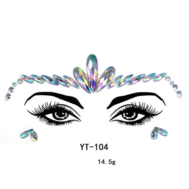 HIPHOP colorful acrylic rhinestone Masquerade Carnival face stickers