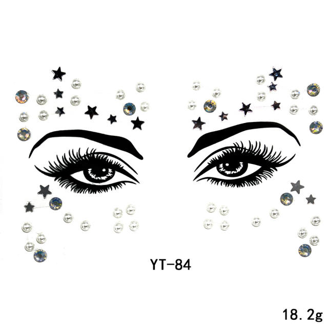 HIPHOP colorful acrylic rhinestone Masquerade Carnival face stickers