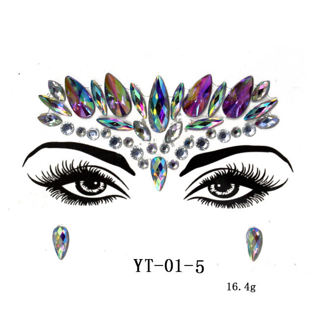 HIPHOP colorful acrylic rhinestone Masquerade Carnival face stickers