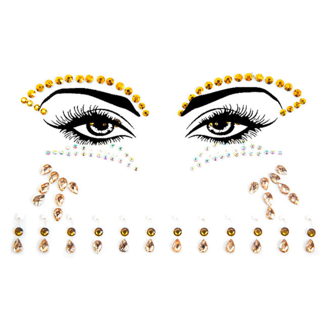 DIY hot sale colorful resin rhinestone Carnival face stickers decoration