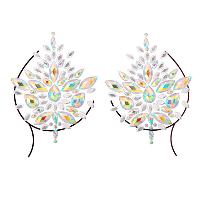 Delicate colorful acrylic rhinestone bust body stickers Carnival