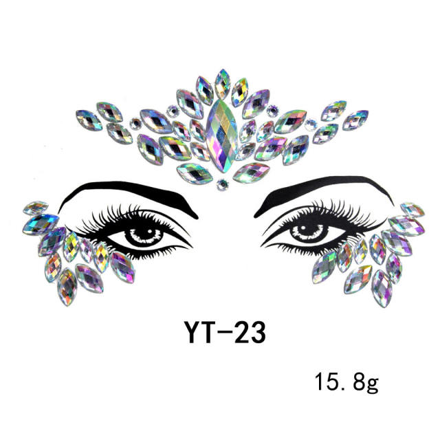 HIPHOP colorful acrylic rhinestone Masquerade Carnival face stickers