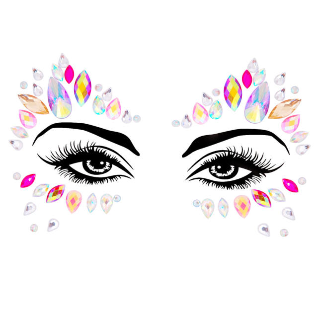 DIY hot sale colorful resin rhinestone Carnival face stickers decoration