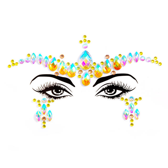 Hot sale colorful resin rhinestone Carnival  women face stickers decoration