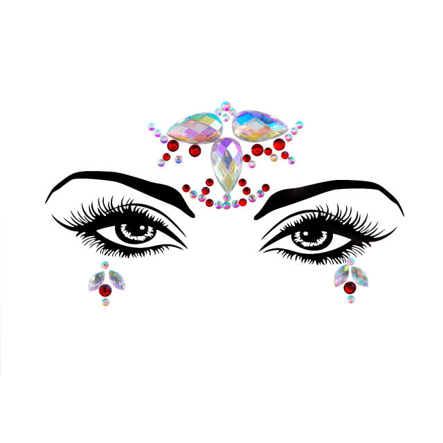 Hot sale colorful resin rhinestone Carnival  women face stickers decoration