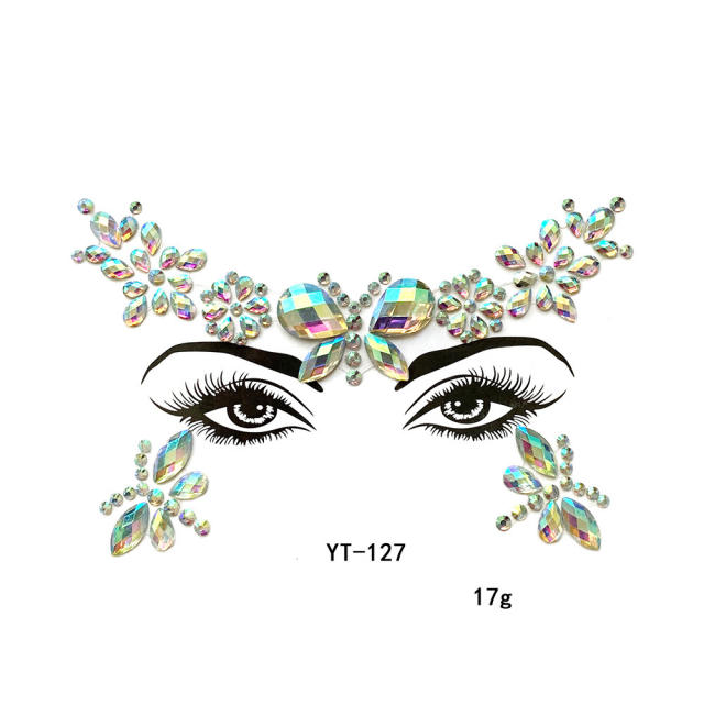 Carnival personality colorful acrylic rhinestone face stickers