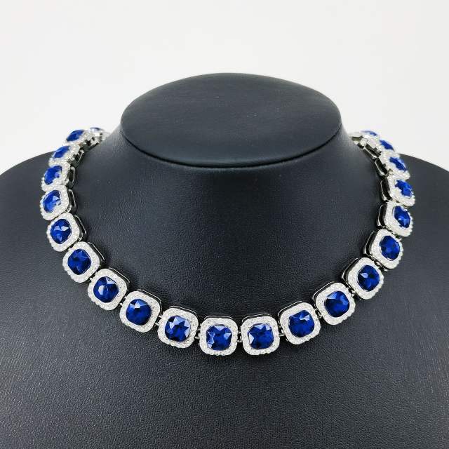 12mm HIPHOP colorful glass crystal diamond choker necklace bracelet for men