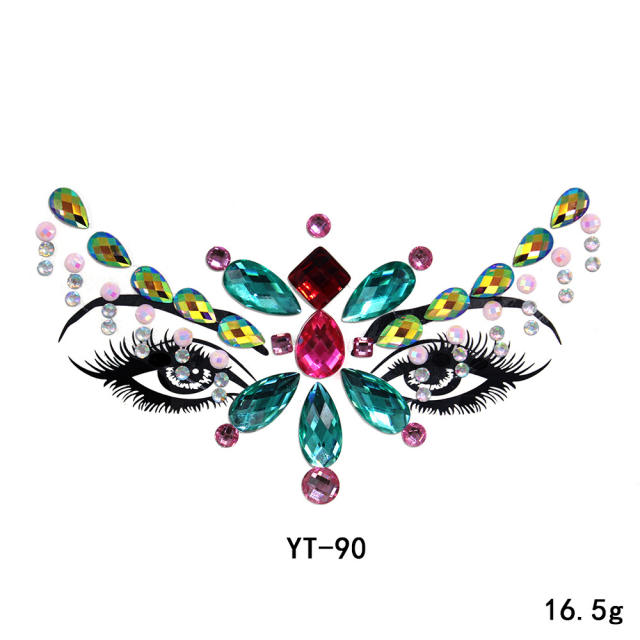 Carnival personality colorful acrylic rhinestone face stickers