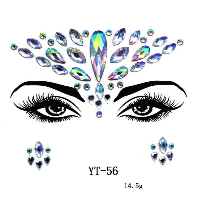 HIPHOP colorful acrylic rhinestone Masquerade Carnival face stickers