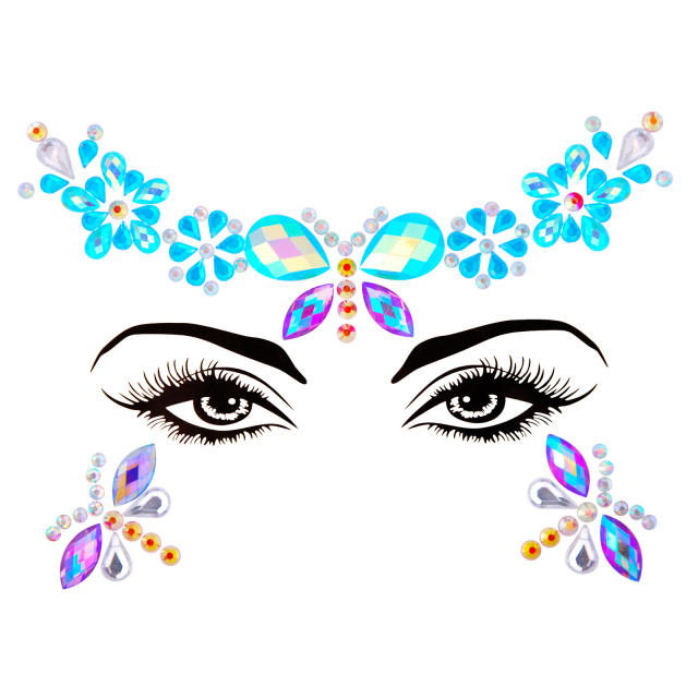 Hot sale colorful resin rhinestone Carnival  women face stickers decoration