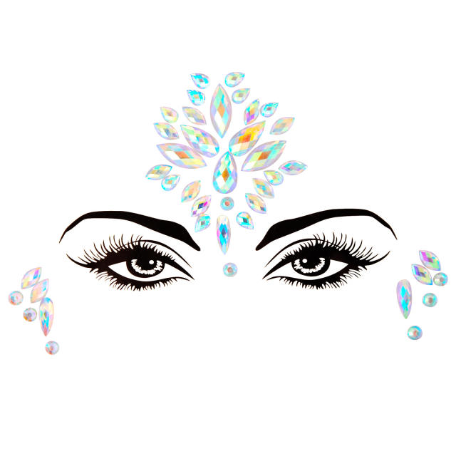 Hot sale colorful resin rhinestone Carnival  women face stickers decoration