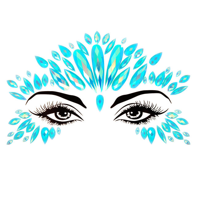 Hot sale colorful resin rhinestone Carnival  women face stickers decoration