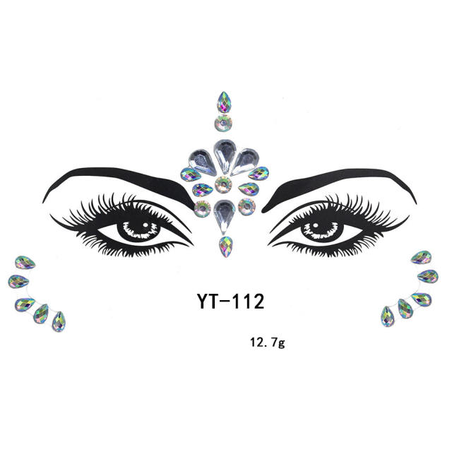 Carnival personality colorful acrylic rhinestone face stickers