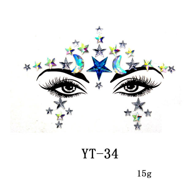 HIPHOP colorful acrylic rhinestone Masquerade Carnival face stickers