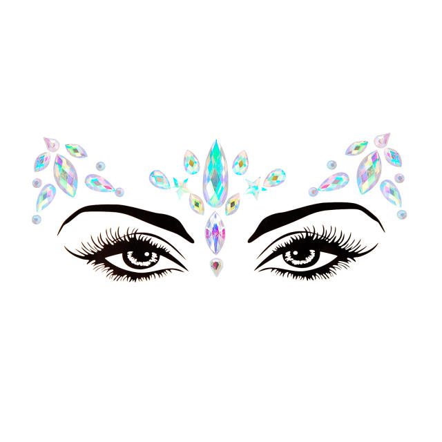 Hot sale colorful resin rhinestone Carnival  women face stickers decoration